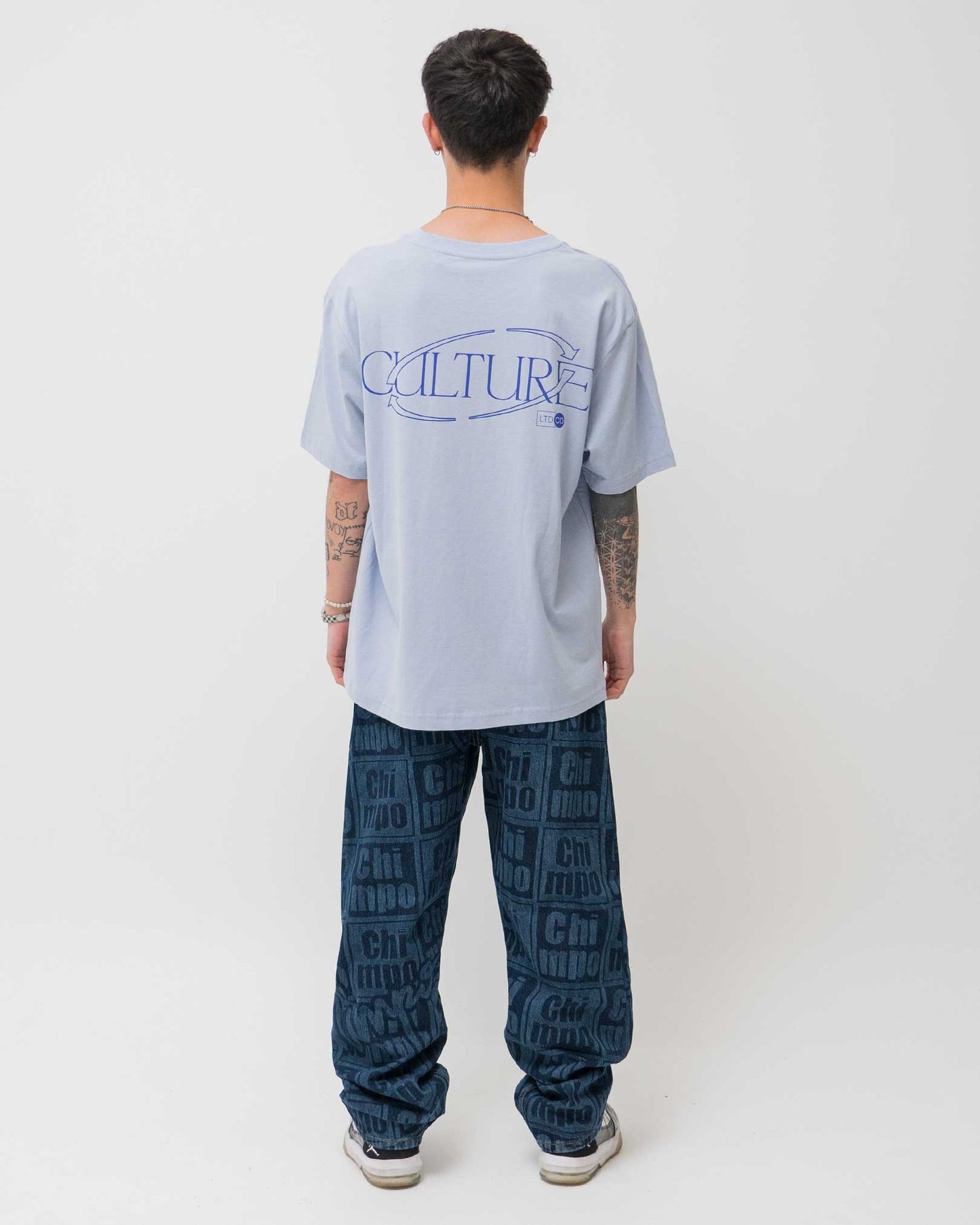 MONOGRAM LOGO BAGGY JEANS BLUE